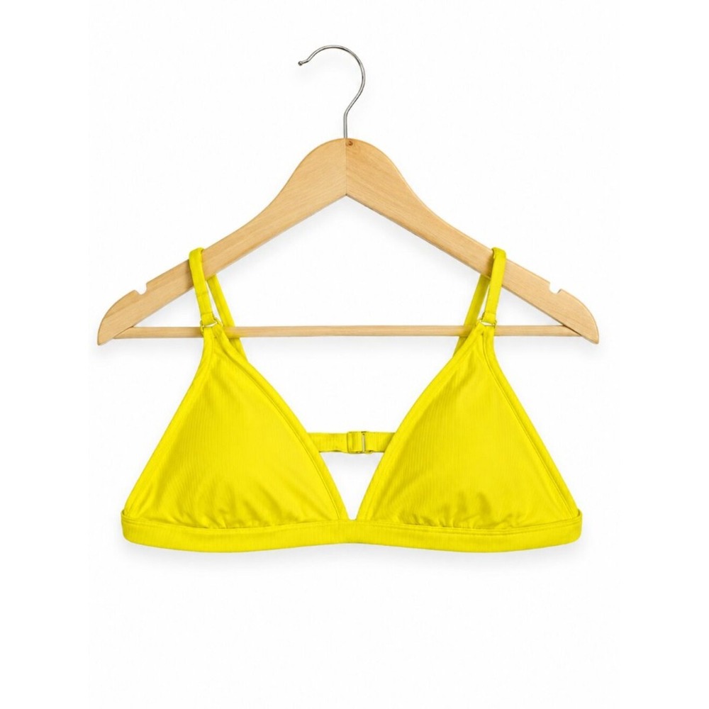 Xhilaration Womens Bikini Top Sz XL Junior‎ Yellow Ribbed Removable Pads Lined